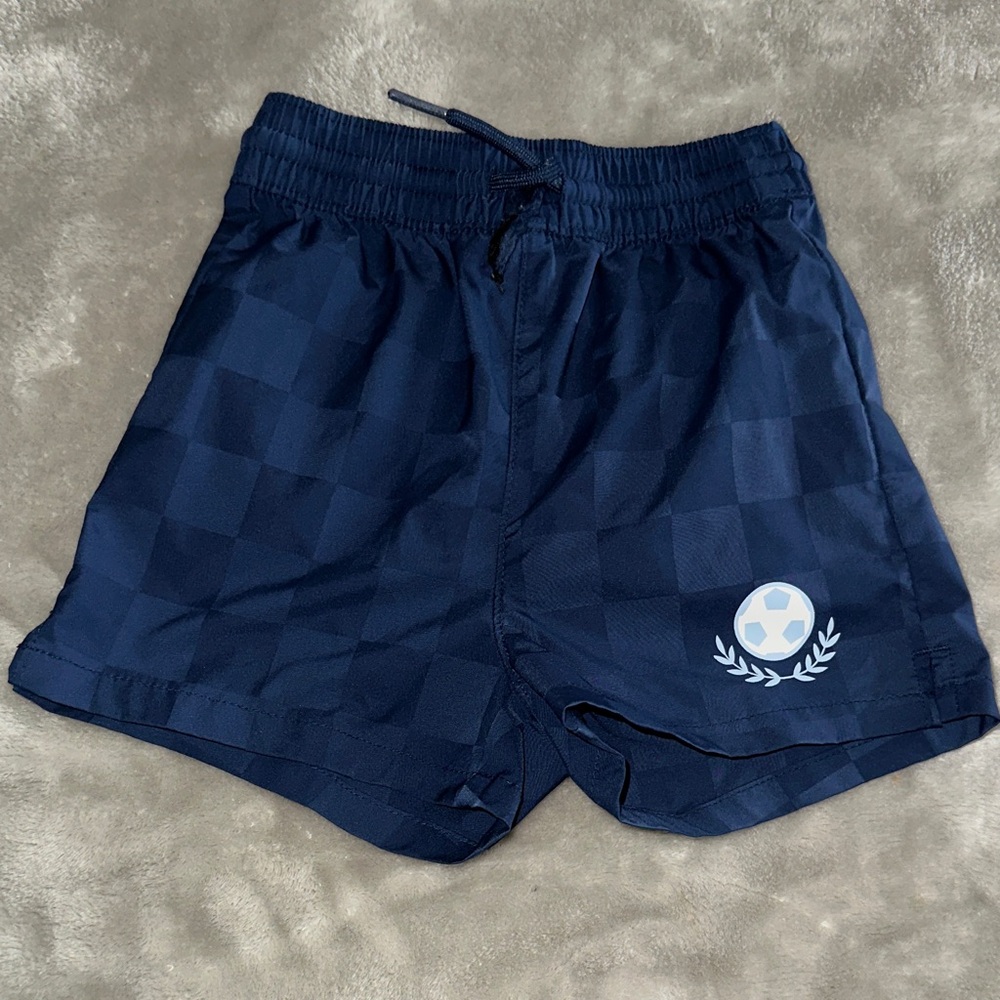 Old Navy Kids Navy Checkered Swim Trunks